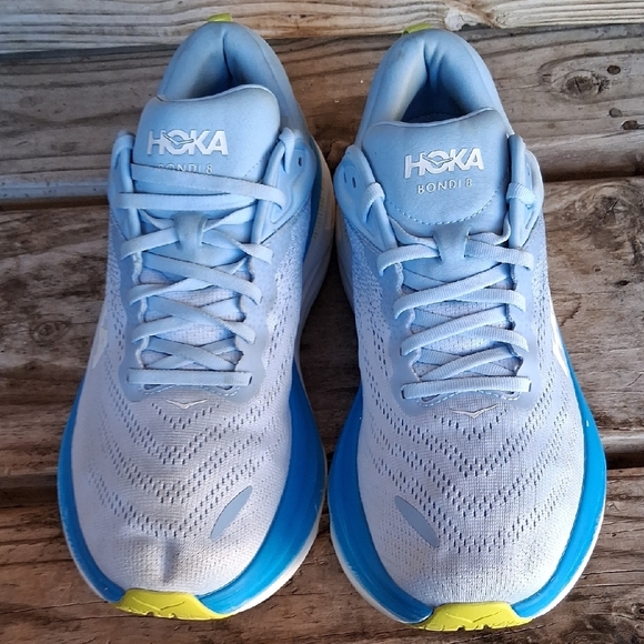 Hoka Bondi 8  Sky Blue and White Athletic Shoes - Picture 7 of 15